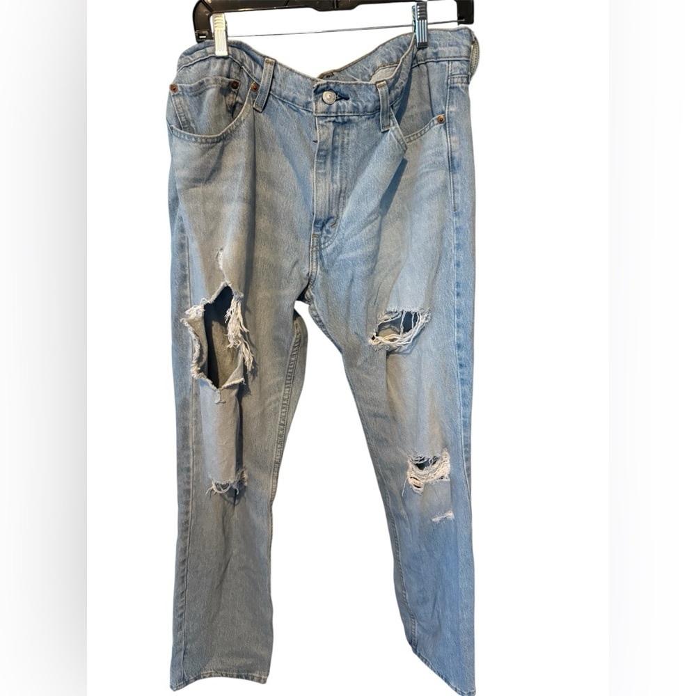 Levi's 511 Men's Blue Denim Relaxed Fit Distressed Jeans Size 36x30 Vintage Look